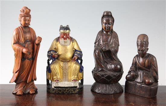 Four Chinese wood figures, 19th/20th century, 20.5cm